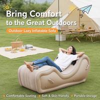 Canapé auto-gonflable portable ergonomique avec pompe électrique intégrée, en tissu floqué, pour le camping en extérieur