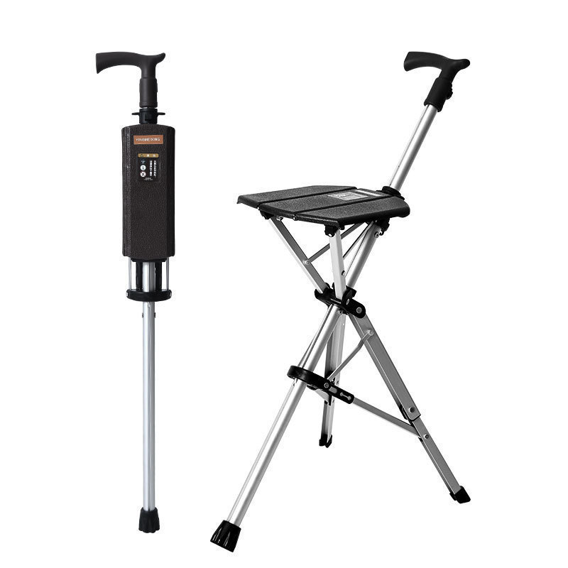 Dépliez manuellement en un clic&nbsp;: [Tabouret canne en alliage d'aluminium noir]