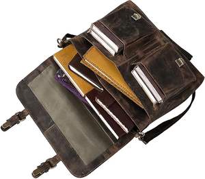 Stylish Genuine <b>Leather</b> <b>Messenger</b> <b>Bag</b> Featuring Multiple Pockets Secure Closure Comfortable Durable Material Ideal For Office - Product Image 4