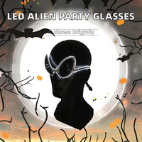 Lunettes de soleil de fête en plastique Alien à lumière incandescente, verres noirs, style ET cool pour les fêtes, la danse et Halloween