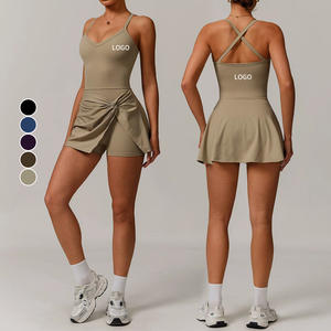 Vestido de Tenis Ecológico Reciclado con Logotipo Personalizado Diseño de Nudo Cruzado y Espalda Atractiva Falda Transpirable de Compresión para Exteriores Yoga y Golf - Product Image 1