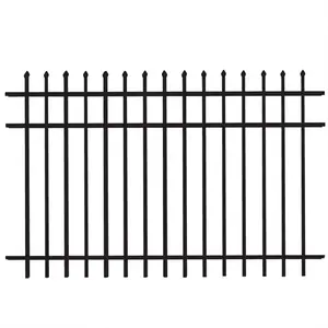 Galvanized Spear Top Security Garrison Iron Steel Fencing Designs iron rod fence panels wrought black iron thorn fence