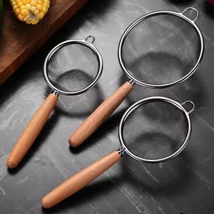 Eco-Friendly 304 Stainless Steel Sifter With Wood Handle for <b>Tea</b> Powder Mini Colander Oil Juicer Filter <b>Matcha</b> <b>Set</b> - Product Image 1