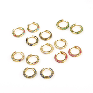 Boucles d'oreilles gothiques colorées pour femme, piercing hélix en forme d'arc-en-ciel, style créole, classique, fermoir à clou fin, 16mm 18mm, nouveauté - Product Image 1