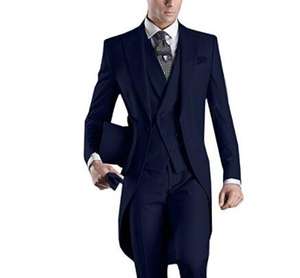Traje de Hombre Azul Marino de <span class=keywords><strong>3</strong></span> Piezas con Solapa en Pico para Cena, Boda, Novio, Fiesta de Graduación, Novio, Nuevo Modelo 2025 - Product Image 2