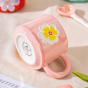 Taza de Cerámica Pintada a Mano de 300 <span class=keywords><strong>ml</strong></span>, Taza para Beber con Relieve, Color Bajo Esmalte, Taza para <span class=keywords><strong>Desayuno</strong></span>, Avena, Café - Product Image 4