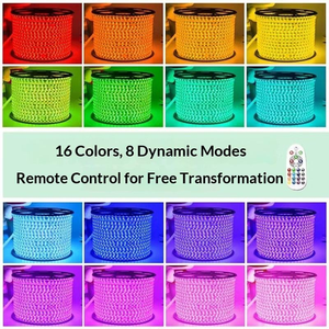 Tira de Luces LED RGB 110-220V 5050 60 LEDs/m IP65 Impermeable para Exteriores, Cambio de Color, Flexible, Sin Controlador, para Jardín - Product Image 2