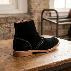 Chaussures pour hommes élégantes et confortables en cuir véritable, longueur cheville, couleur noire attrayante, doublure en cuir véritable, fermeture éclair, automne/hiver - Product Image 2