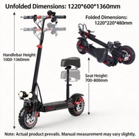 Trottinette électrique tout-terrain pour adultes 1200W 48V avec pneus larges de 11 pouces, pliable avec siège et freins à disque doubles |   Vélo pour adultes / pneus larges / avec siège