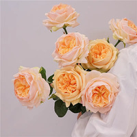 Rose artificielle Juliet Austin à toucher réel, tige unique de 69 cm, en soie hydratante, pour décoration de mariage de luxe, échantillonnage rapide