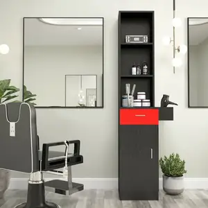 Mesa de barbeiro moderna, mesa de barbeiro branco e preto com espelho