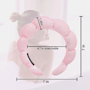 แถบคาดศีรษะสปาล้างหน้าสายรัดผมมาส์กดูแลผิวทำจากฟองน้ำสีทึบที่คาดผมปรับแต่งโลโก้ได้ - Product Image 5