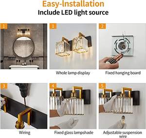 バスルームLedミラーランプバーノルディック<span class=keywords><strong>3</strong></span>ヘッドウォール照明器具バスルーム用クリスタルバニティライト - Product Image 6