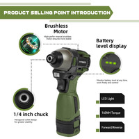 Perceuse-visseuse sans fil 17V avec batterie au lithium réglable, moteur sans balais, mini perceuse électrique avec lumière LED