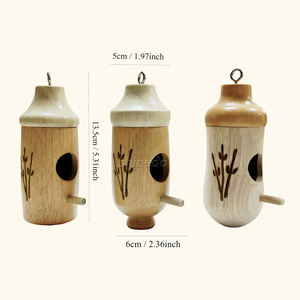 Jaula de madera creativa para pájaros colgante, casa de colibrí elegante para Wren Swallow Sparrow, Nido de Pájaro de jardín duradero - Product Image 3