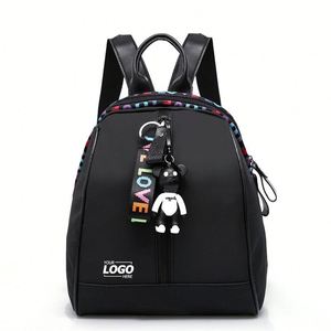 Sac à dos mini antivol personnalisé en nylon tendance pour femme, sac à bandoulière de voyage pour femme avec porte-clés ours - Product Image 1