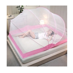 Pink Portable <b>Folding</b> Mosquito Net Foldable Summer <b>Double</b> <b>Bed</b> Tent Queen Size - Product Image 1