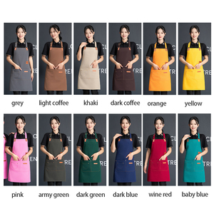 Grembiule da uomo in tessuto non tessuto, regolabile, per barbiere, barista, con logo, in cotone color kaki, per cucina - Product Image 2