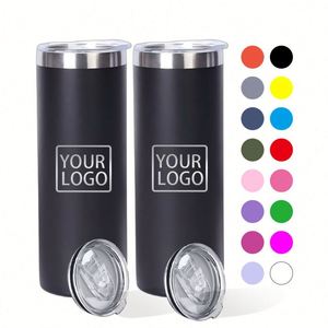 Laser Engrave 20oz 600ml DIY Gift Stainless Steel Skinny Straight Travel Coffee Mug Powder Coated Insulated Tumbler with Lid - Product Image 1