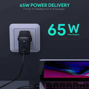 อะแดปเตอร์ชาร์จเร็ว <span class=keywords><strong>AUKEY</strong></span> PA-B3 Gallium Nitride 2 พอร์ต A+C 65w Pd สำหรับโทรศัพท์มือถือ สีดำ สีขาว 2 สี หัวปลั๊กแบบ US EU รองรับการชาร์จเร็ว Qc Pd - Product Image 5