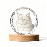 Base de veilleuse en bois massif pour photo commémorative de chat ou chien, avec gravure intérieure en forme de cœur – Cadeau pour animaux de compagnie – Vente en gros