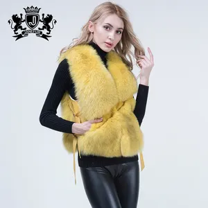 ファッション女性冬調節可能なチョッキレックスウサギフォックス毛皮スプライシングショートベスト