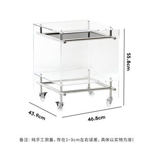 Acrylic Storage Cart With <b>Wheels</b> Multi Tier Shelf Transparent Side Table For Living Room Bedroom Modern Design - Product Image 5
