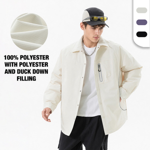 Veste matelassée tendance coupe-vent et chaude pour homme avec col rabattable et fermeture à boutons-pression – Idéale pour l'hiver (vente en gros) - Product Image 1