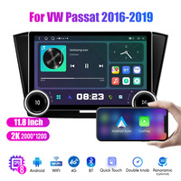Radio de Coche Android 2Din de 11.8 Pulgadas para VW Passat 2016 2017 2018 2019, Pantalla QLED 2K, Estéreo para Coche, Reproductor de DVD, Carplay, Android Auto
