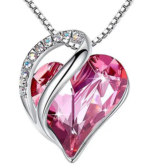 Infinity aşk kalp kolye kristal Rhinestone Birthstone takı S925 kolye kadınlar için anneler günü kız sevgililer hediye