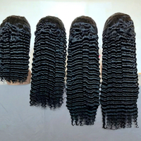 Perruques en cheveux humains naturels indiens bruts, pleine densité, ondulations profondes, avec dentelle frontale transparente 13x4, pour femmes noires, vente en gros