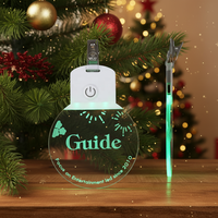 Ornements de Noël personnalisés lumineux à LED, badges en acrylique, étiquettes LED rechargeables en acrylique