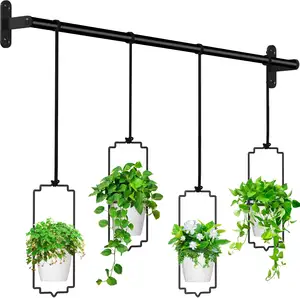 4pcs可调悬挂式花盆，用于带塑料盆的窗户、墙壁和天花板植物衣架