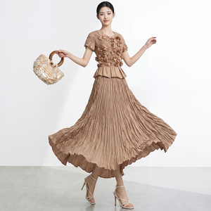 Vestido Maxi Caftán Casual de Alta Calidad para Mujer, Talla Grande, Estilo Plisado, Ecológico, 100% Poliéster, Antiarrugas, ODM - Product Image 1