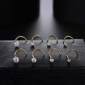 कारखाने थोक टाइटेनियम मोइससानाइट पत्थर नाक स्टड के आकार के फैशन शरीर के गहने की नाक स्टड महिलाओं के लिए - Product Image 2