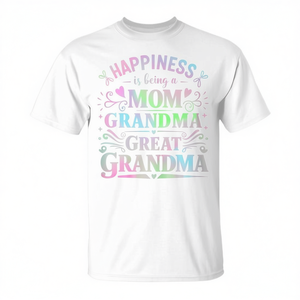 Le bonheur est d'être maman, grand-mère, arrière-grand-mère, t-shirt à manches courtes, col rond, unisexe, pour adultes, pour réunion de famille, fête - Product Image 3