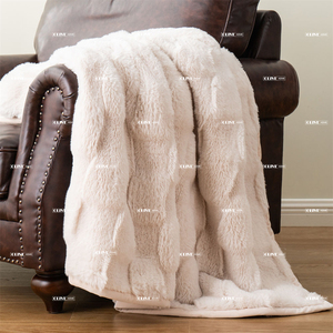 Couverture en fausse fourrure douce à carreaux double face, gaufrée en grille 3D, avec dos en velours mat uni, neutre pour la décoration de canapé et de <span class=keywords><strong>lit</strong></span> (OEM) - Product Image 6