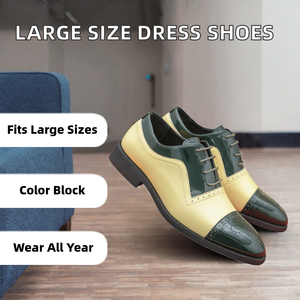 Chaussures habillées Brock grande taille pour hommes, à lacets, en PU, antidérapantes, à bout pointu, toutes saisons, pour mariage, avec empiècements de couleur - Product Image 2