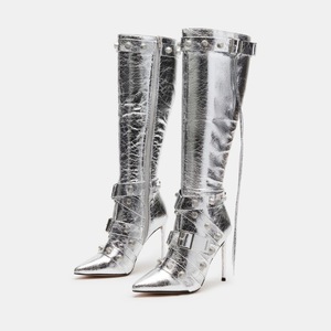 Bottes Femme en Nouveau Matériau à Bout Pointu, Talon Aiguille Designer, Bottes Hautes pour Femme 2024 - Product Image 4