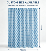 Rideau de Douche Prêt à Poser Bleu en PEVA, Robuste, en Plastique, Motif Pied-de-Poule, Imperméable et Durable pour Salle de Bain, Spa, Hôtel
