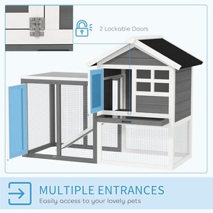 Conejera de Madera para Interiores y Exteriores con Techo Impermeable, Corredor Divertido, Bandeja Extraíble, Rampa y Múltiples Niveles con Cerradura - Product Image 4
