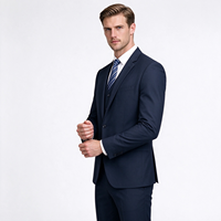 Setelan Jas Tuxedo Slim Fit Pria Cooper Nelson 3-Piece Single Breasted Jaket Rompi Celana Dasi Berhias Manik-Manik Biru Tua 4XL
