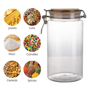 Flip Active Shaft <b>Clear</b> Metal Buckle Empty 1500ml PET <b>Plastic</b> Airtight Storage Flour Jars - Product Image 6