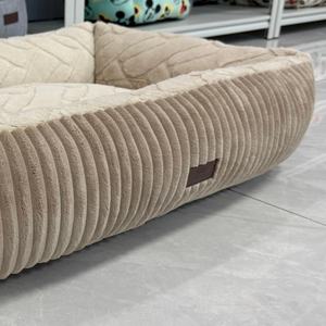 ที่นอนสัตว์เลี้ยงรูปทรงสี่เหลี่ยมผืนผ้าลายทาง ผ้าพลัฌนุ่มพิเศษ ที่นอนแมวและสุนัข ที่นอนสัตว์เลี้ยงแบบรังนอนสบาย - Product Image 6