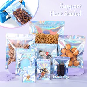 Hologram tự niêm phong Pouch Nắp kéo đồ trang sức phụ kiện thực phẩm bao bì bán lẻ hiển thị trong suốt Laser nhựa dây kéo túi - Product Image 5