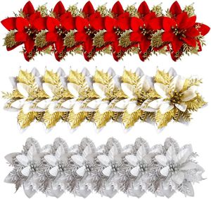 Guirnalda Navideña Roja de Lujo con Adornos de Flores Pequeñas y Bastones, 13 cm, Decoración Ecológica para Árbol de Navidad - Product Image 1