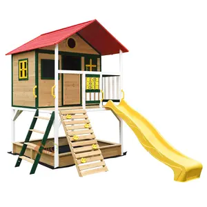 プロモーション最高品質の子供キッズ屋外カビーハウス大多機能豪華な木製プレイハウス