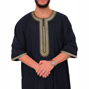 Túnica Marroquí Bordada Premium para <span class=keywords><strong>Hombre</strong></span>, Jubba Musulmana de Oriente Medio con Bolsillos Laterales y Adornos Dorados - Product Image 3