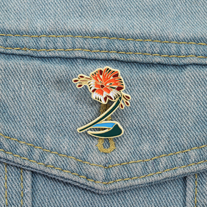 เข็มกลัดดอกไม้เคลือบลายดอกไม้ทำจากโลหะสำหรับใส่เสื้อผ้ากระเป๋าเป้สะพายหลังเครื่องประดับของขวัญสำหรับเพื่อนขายส่ง - Product Image 1