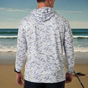 New UPF50+ Polyester Sunscreen UV Long Sleeve Performance Camo Fishing Wear Quick Dry Fishing Shirt Lightweight Fishing Hoodie